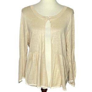 Fenn Wright Mason Cardigan Sweater‎ Womens 16 Cream Beige 100% Silk Top Closure